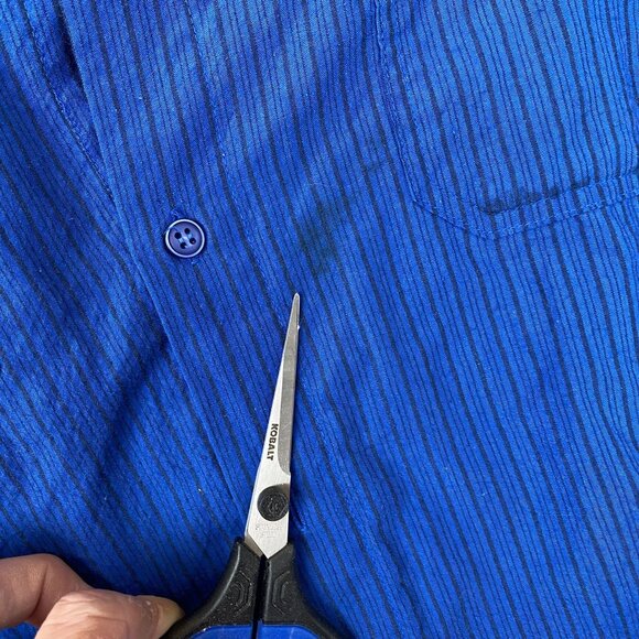 Vintage Levis Men Shirt Large Silver Label Long Sleeve Button Up Pinstriped Blue - Picture 9 of 11